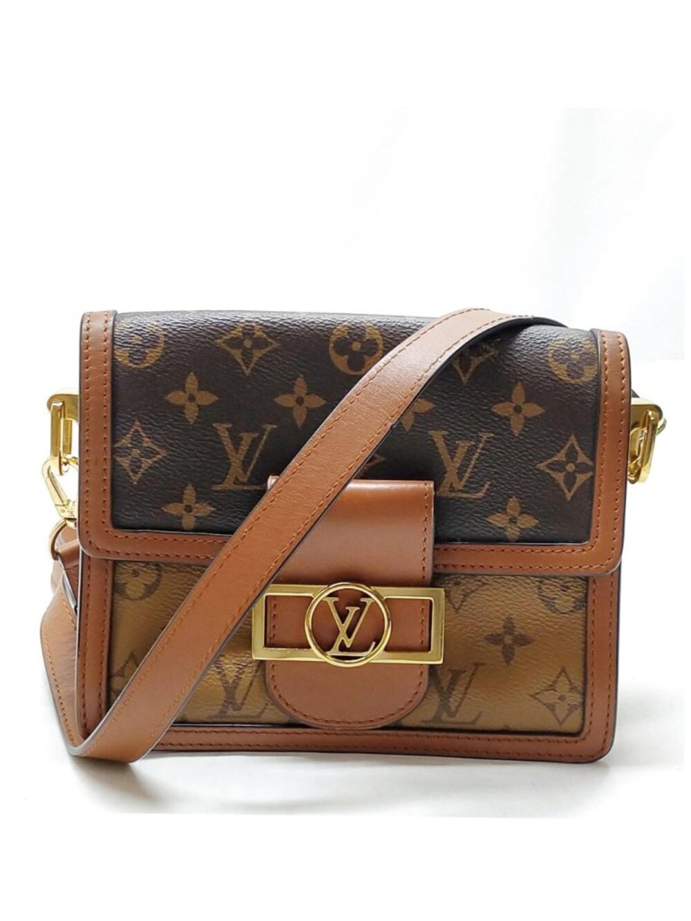 Authentic Louis Vuitton Dauphine MM Monogram Reverse Crossbody Shoulder Bag